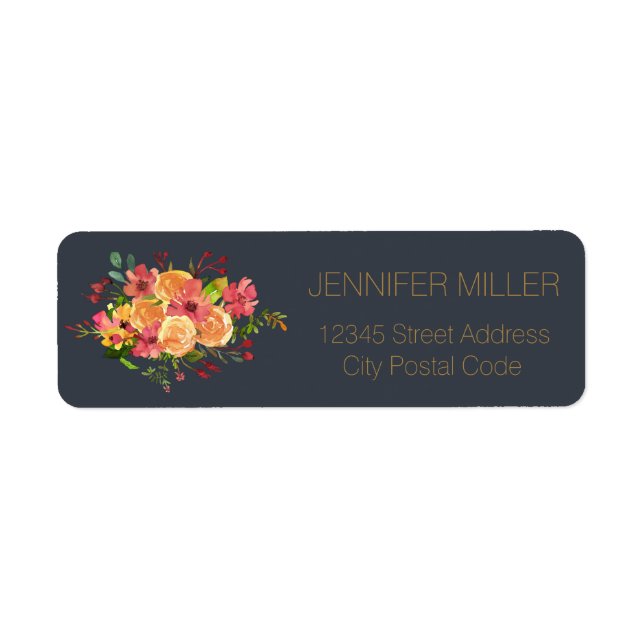 Beautiful watercolor flowers design  label (Front)