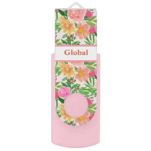 Beautiful watercolor flowers flash drive