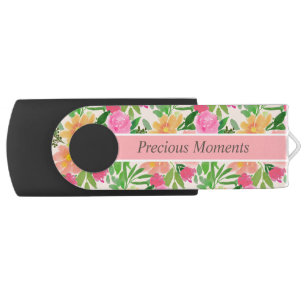 Beautiful watercolor flowers flash drive