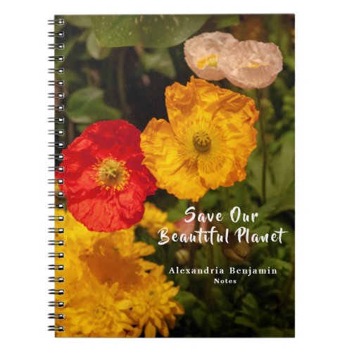 Beautiful Watercolor Flowers Nature Personalize Notebook