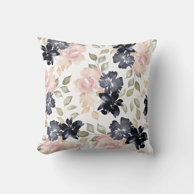 beautiful watercolor flowers scatter throw pillow (Front)