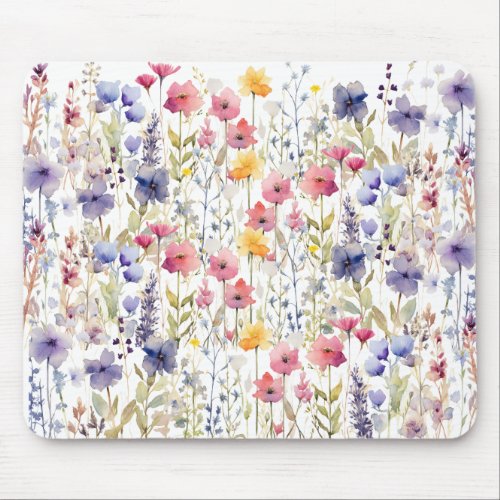 Beautiful Watercolor Flowers Spring Garden  Mouse Pad