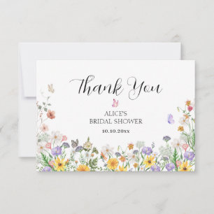 Beautiful watercolor flowers  thank you card