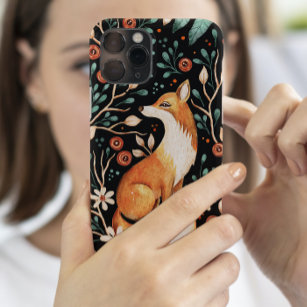 Beautiful Watercolor Fox and flowers  iPhone 11 Case