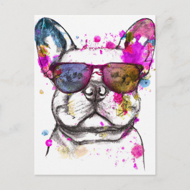 Beautiful Watercolor French Bulldog Postcard (Front)