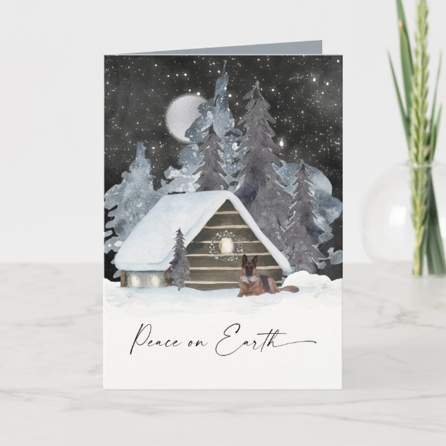 Beautiful Watercolor German Shepherd Holiday  (Front)