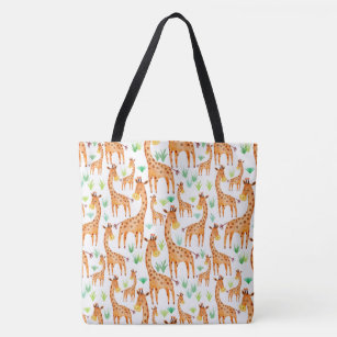 Beautiful Watercolor Giraffe Animal Kids Tote Bag