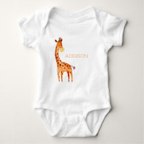 Beautiful Watercolor Giraffe Animal Personalized Baby Bodysuit