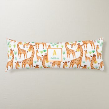 Beautiful Watercolor Giraffe Animal Personalized Body Pillow by LilPartyPlanners at Zazzle