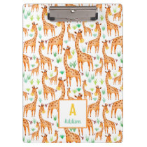 Beautiful Watercolor Giraffe Animal Personalized Clipboard