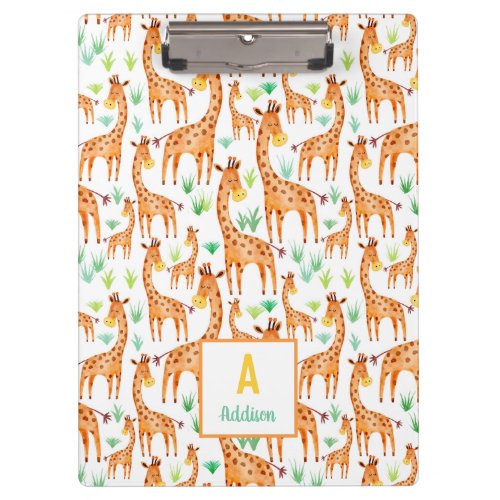 Beautiful Watercolor Giraffe Animal Personalized Clipboard