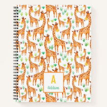 Beautiful Watercolor Giraffe Animal Personalized Notebook