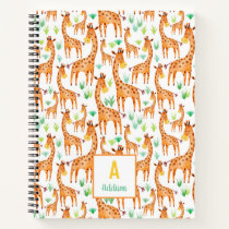 Beautiful Watercolor Giraffe Animal Personalized Notebook