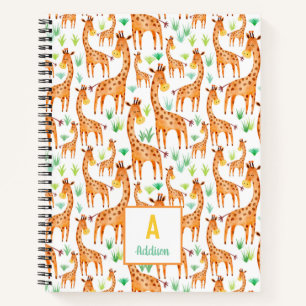 Beautiful Watercolor Giraffe Animal Personalized Notebook