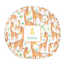 Beautiful Watercolor Giraffe Animal Personalized Pouf