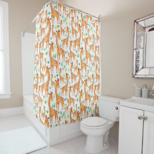 Beautiful Watercolor Giraffe Animal Shower Curtain
