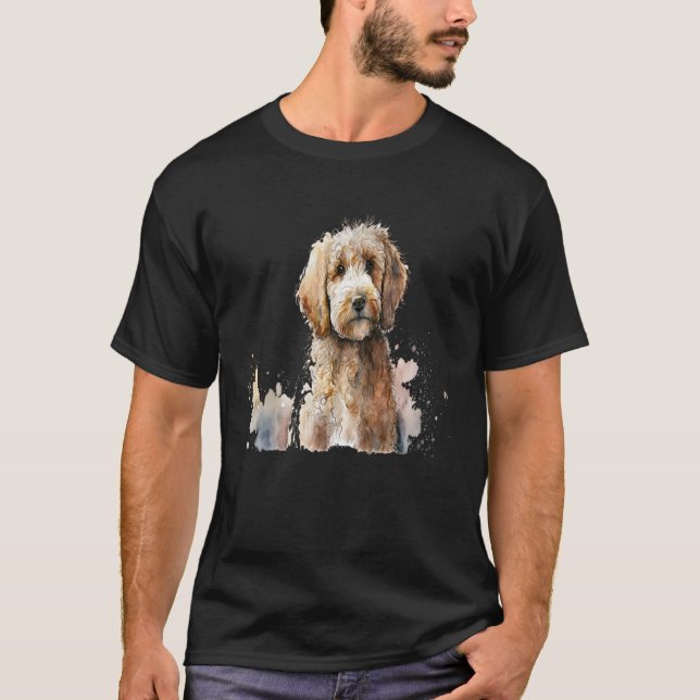 Beautiful Watercolor Golden doodle Portrait T-Shirt (Front)