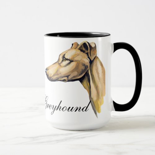 BEAUTIFUL WATERCOLOR GREYHOUND DOG MUG