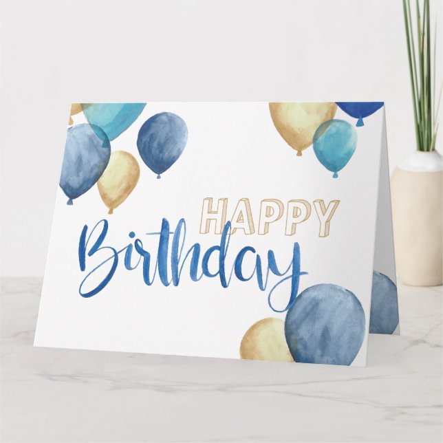 Beautiful watercolor Happy Birthday design Card (Front)