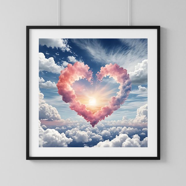 Beautiful Watercolor Heaven with Heart and Clouds  Poster (Beautiful Watercolor Heaven with Heart and Clouds Poster)