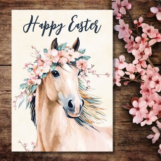 Beautiful Watercolor Horse Floral Easter