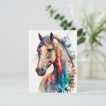Beautiful Watercolor Horse Greeting Card