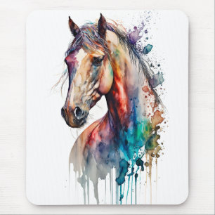 Beautiful Watercolor Horse Mouse Pad