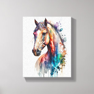 Beautiful Watercolor Horse Wrapped Canvas