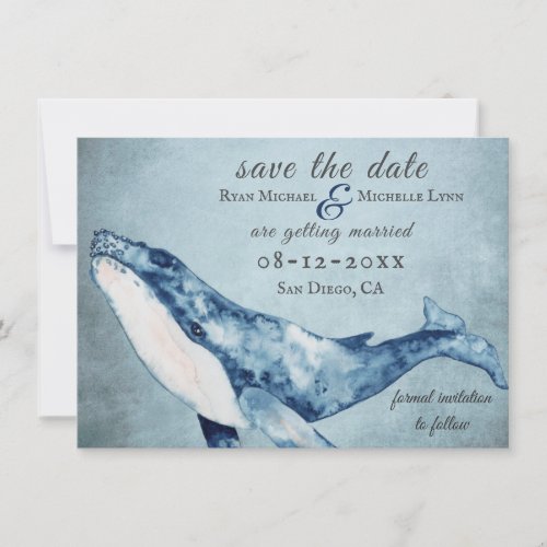 Beautiful Watercolor Humpback Whale Beach Wedding Save The Date