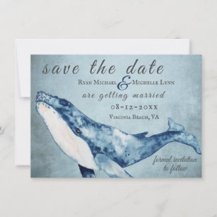 Beautiful Watercolor Humpback Whale Beach Wedding Save The Date