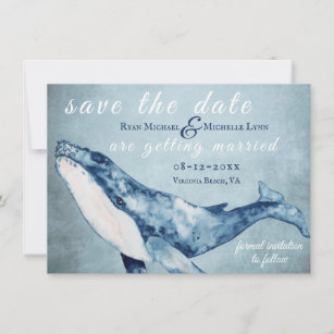 Beautiful Watercolor Humpback Whale Beach Wedding Save The Date