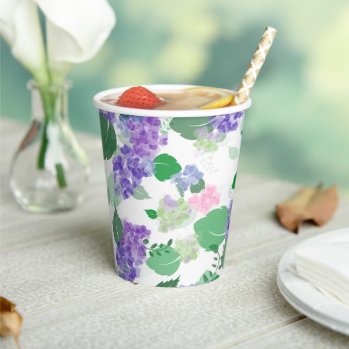 Beautiful Watercolor Hydrangea Mix Paper Cup