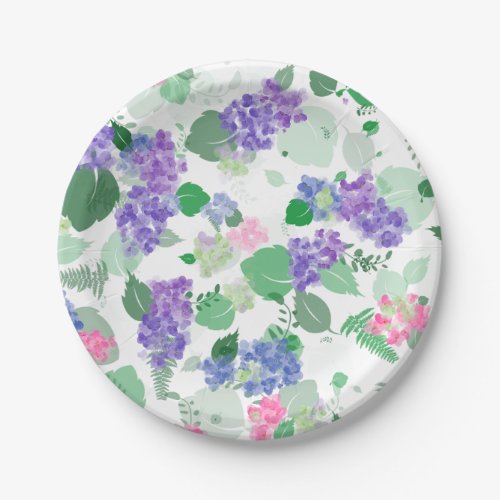 Beautiful Watercolor Hydrangea Mix Paper Plates