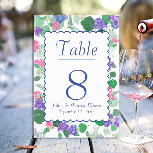 Beautiful Watercolor Hydrangea Mix Table Number (Creator Uploaded)