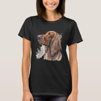 Beautiful Watercolor Irish Setter Portrait T-Shirt