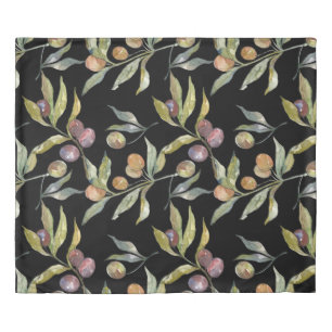 Beautiful Watercolor Italian Olives Pattern  Duvet Cover