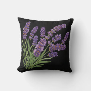 Beautiful watercolor lavender flower design throw pillow