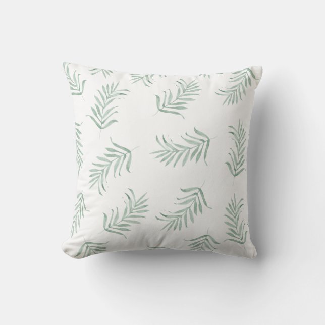 beautiful watercolor leaf scatter throw pillow (Front)