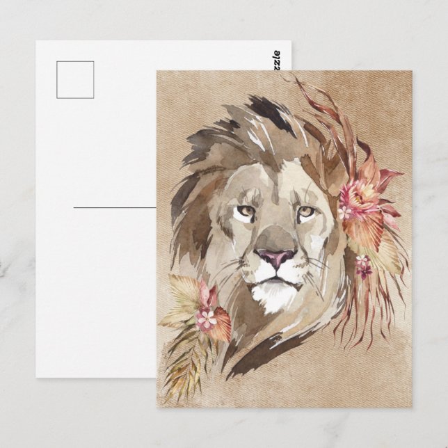 Beautiful Watercolor Lion Postcard (Front/Back)