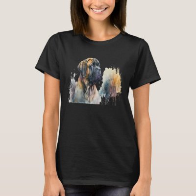 Beautiful Watercolor Mastiff Portrait T-Shirt