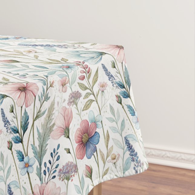 Beautiful Watercolor Meadow Wildflowers Tablecloth (In Situ)
