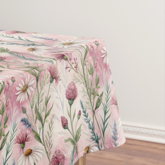 Beautiful Watercolor Meadow Wildflowers Tablecloth (In Situ)