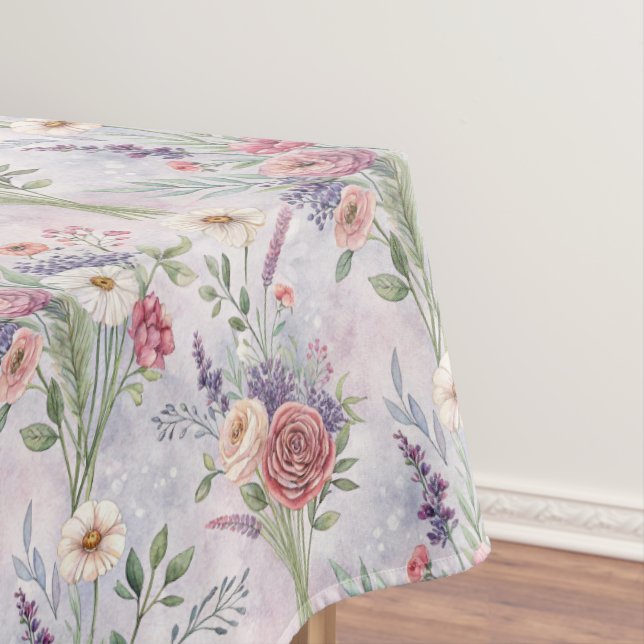 Beautiful Watercolor Meadow Wildflowers Tablecloth (In Situ)