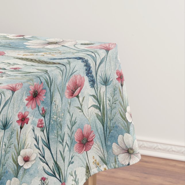 Beautiful Watercolor Meadow Wildflowers Tablecloth (In Situ)