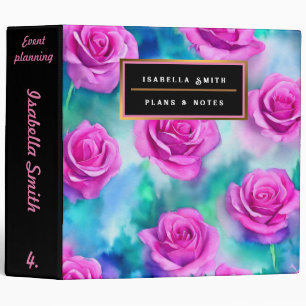 Beautiful Watercolor Modern Pink Roses Collection 3 Ring Binder