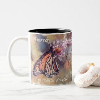 Beautiful Watercolor Monarch Butterfly Whisperer Two-Tone Coffee Mug
