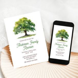 Beautiful Watercolor Oak Tree Family Reunion  Invitation