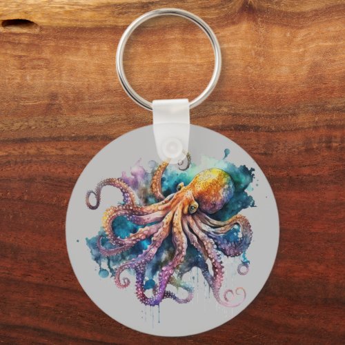 Beautiful Watercolor Octopus  Keychain