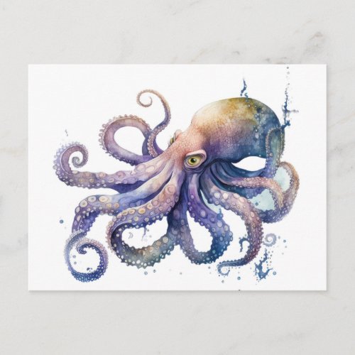 Beautiful watercolor Octopus Postcard