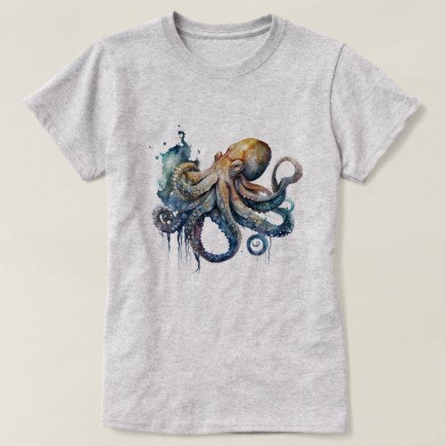 Beautiful Watercolor Octopus  T_Shirt